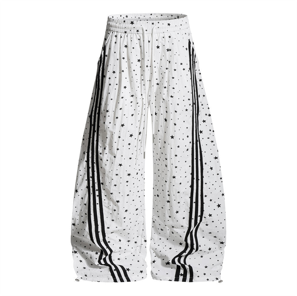 Starry Sky Three Bar Wide Leg Curved Knife Pants